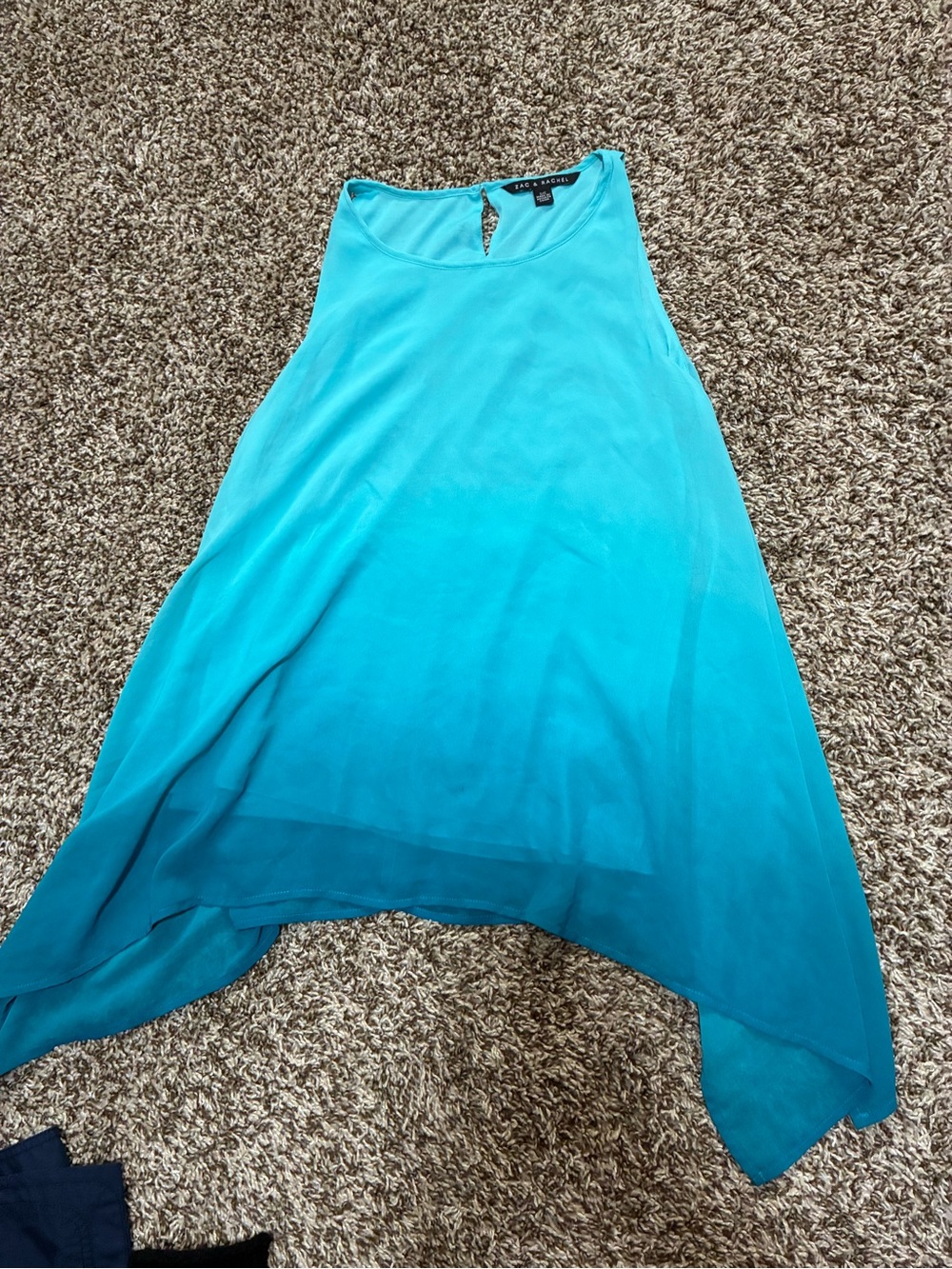 Zac & Rachel Teal Ombre High-Low Handkerchief Hem Skirt